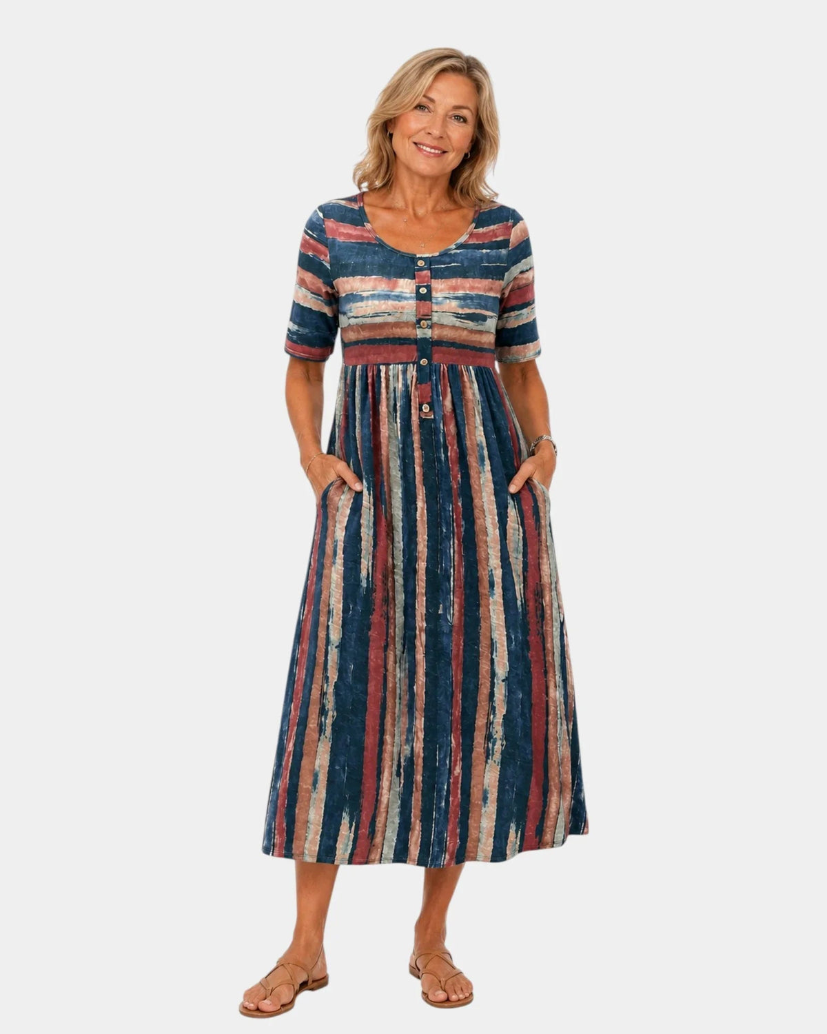 Wendoline | Elegant striped midi dress