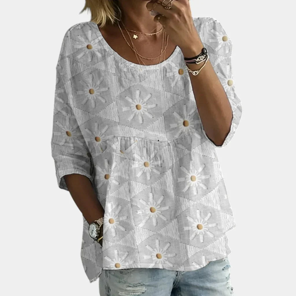Laure | Embroidered Flower Blouse