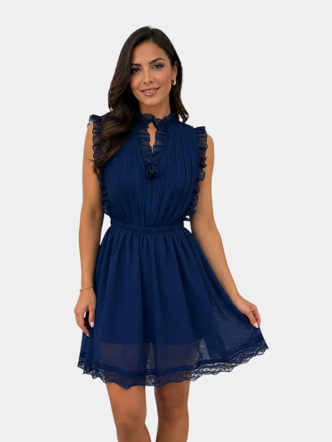 Maxence | Lace jumpsuit with pleated ruffles