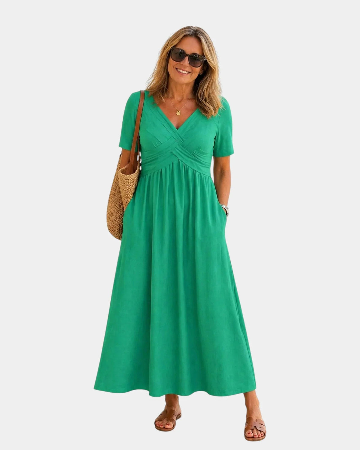 Adrianette | Dress with crossover V-neck and pockets