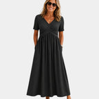 Adrianette | Dress with crossover V-neck and pockets