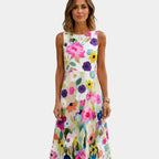 Vanina | Sleeveless floral print midi dress