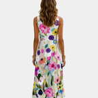 Vanina | Sleeveless floral print midi dress