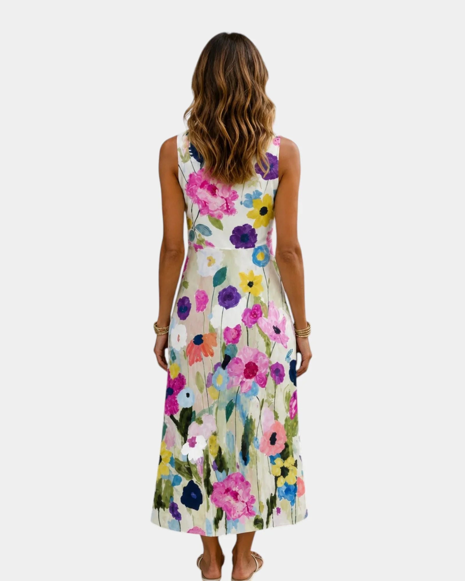 Vanina | Sleeveless floral print midi dress