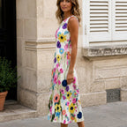 Vanina | Sleeveless floral print midi dress