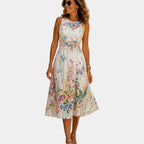 Octavie | Sleeveless Floral Midi Dress