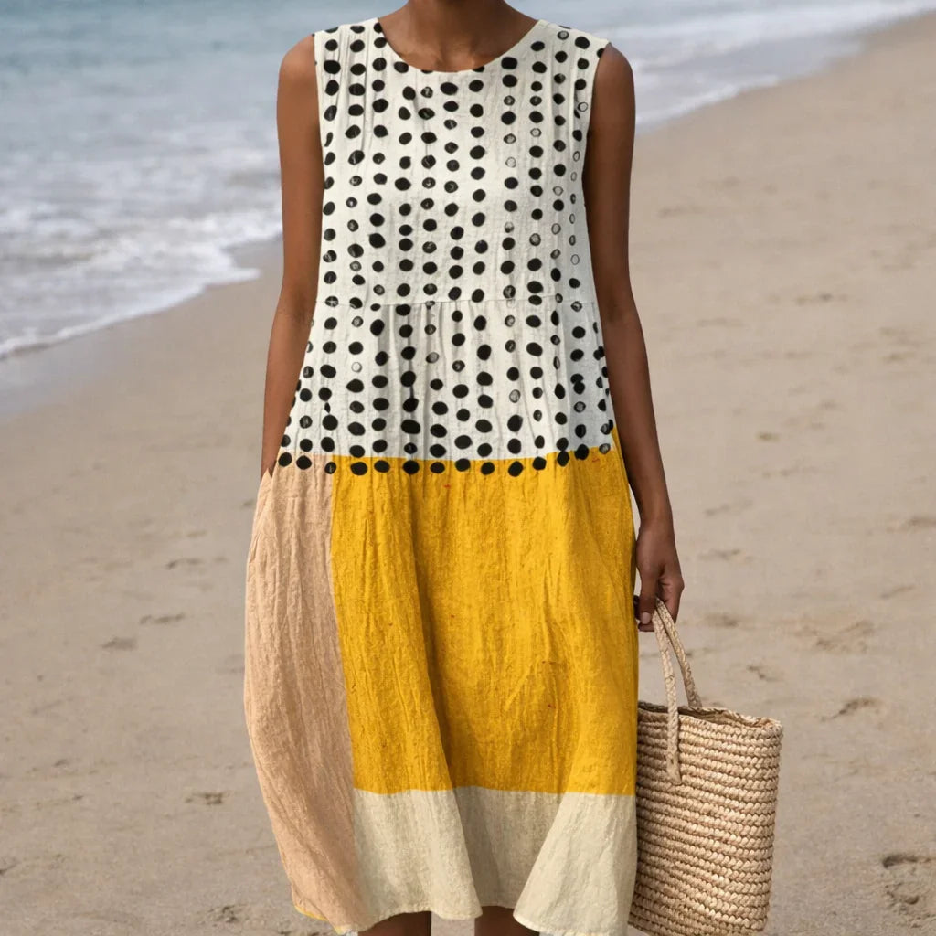 Laure | Polka Dot Colourblock Dress
