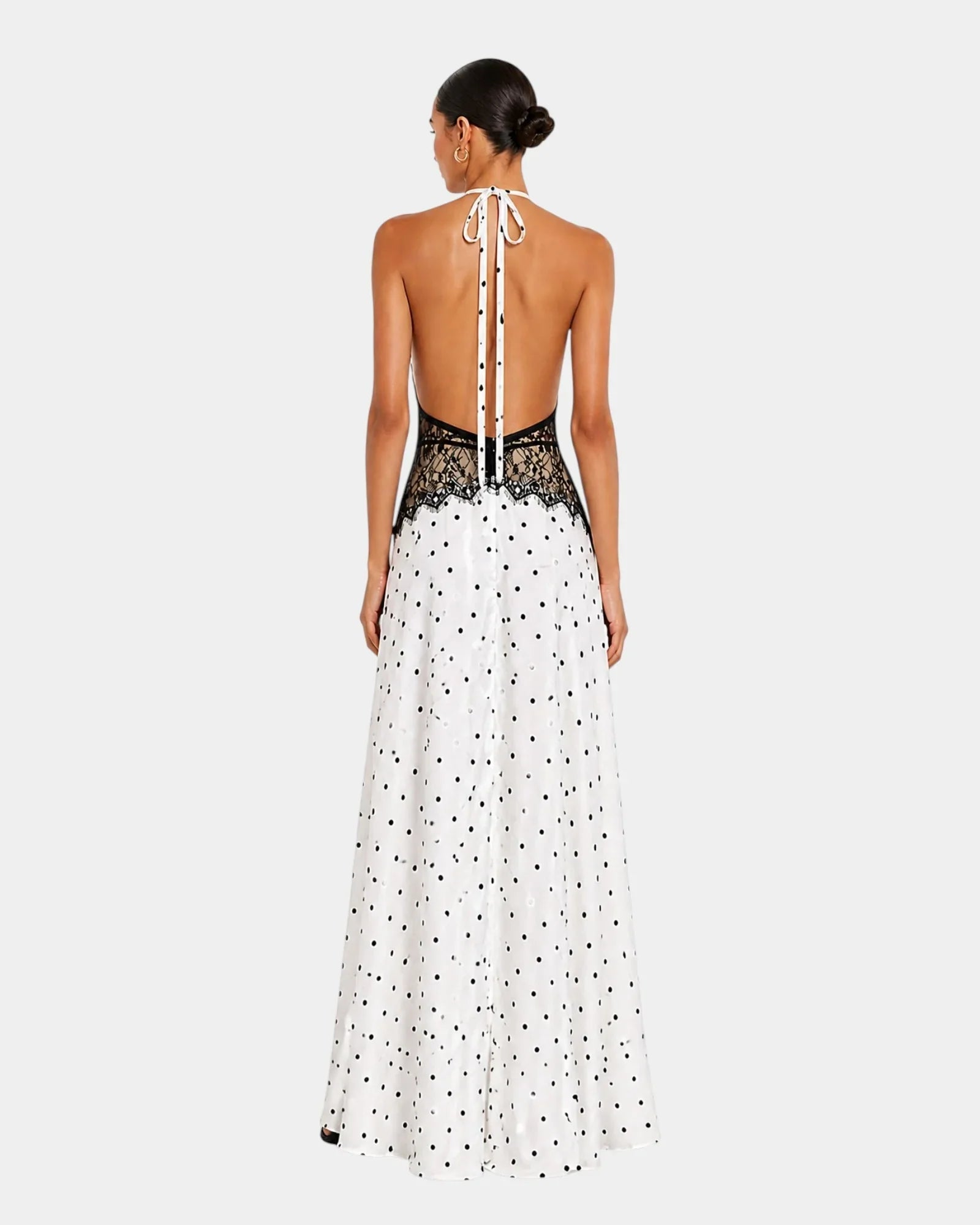 Pomeline | Polka dot maxi dress with elegant lace
