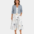 Guilaine | Floral dress and lightweight cardigan set