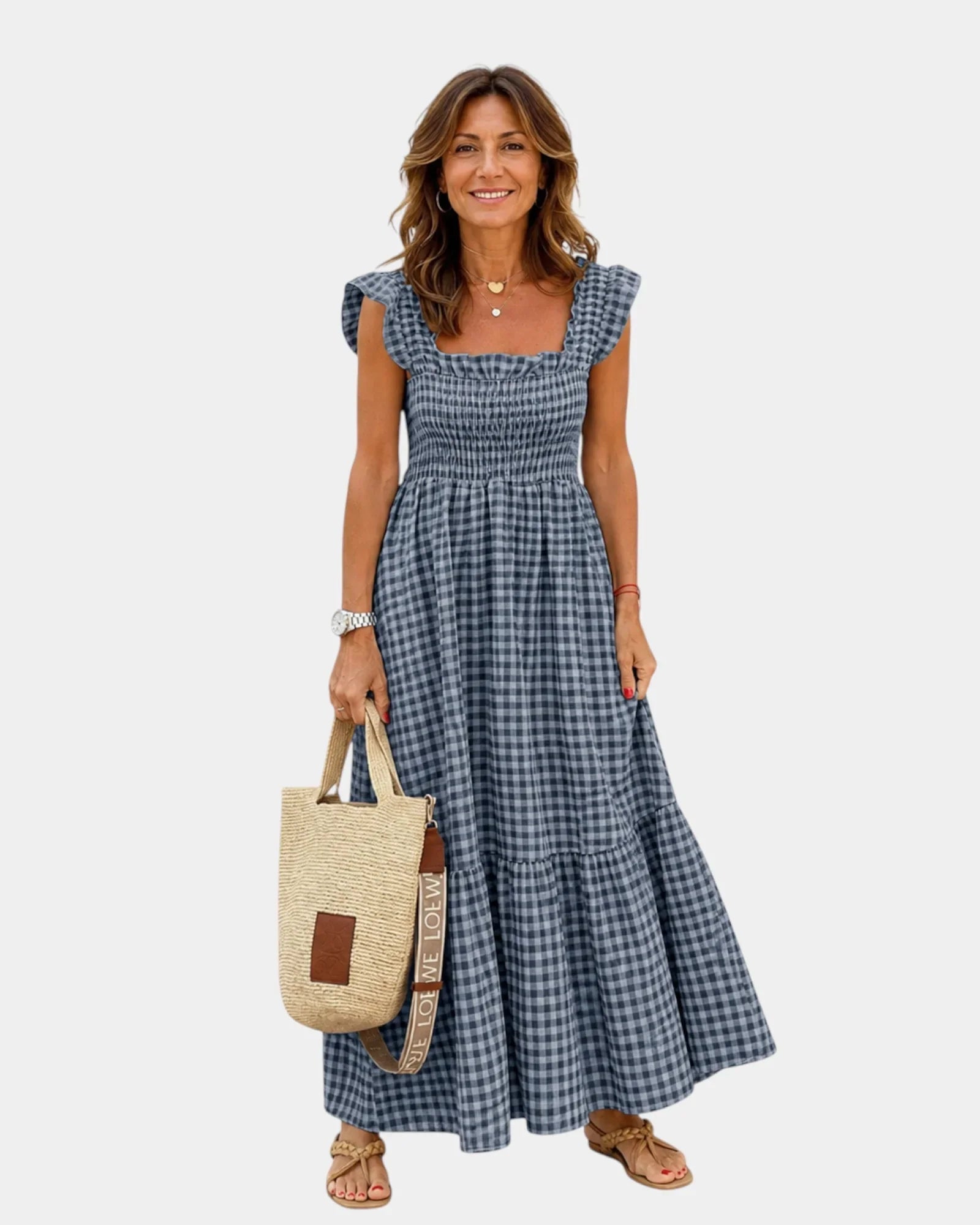 Inaëlle | Vintage Check Maxi Dress