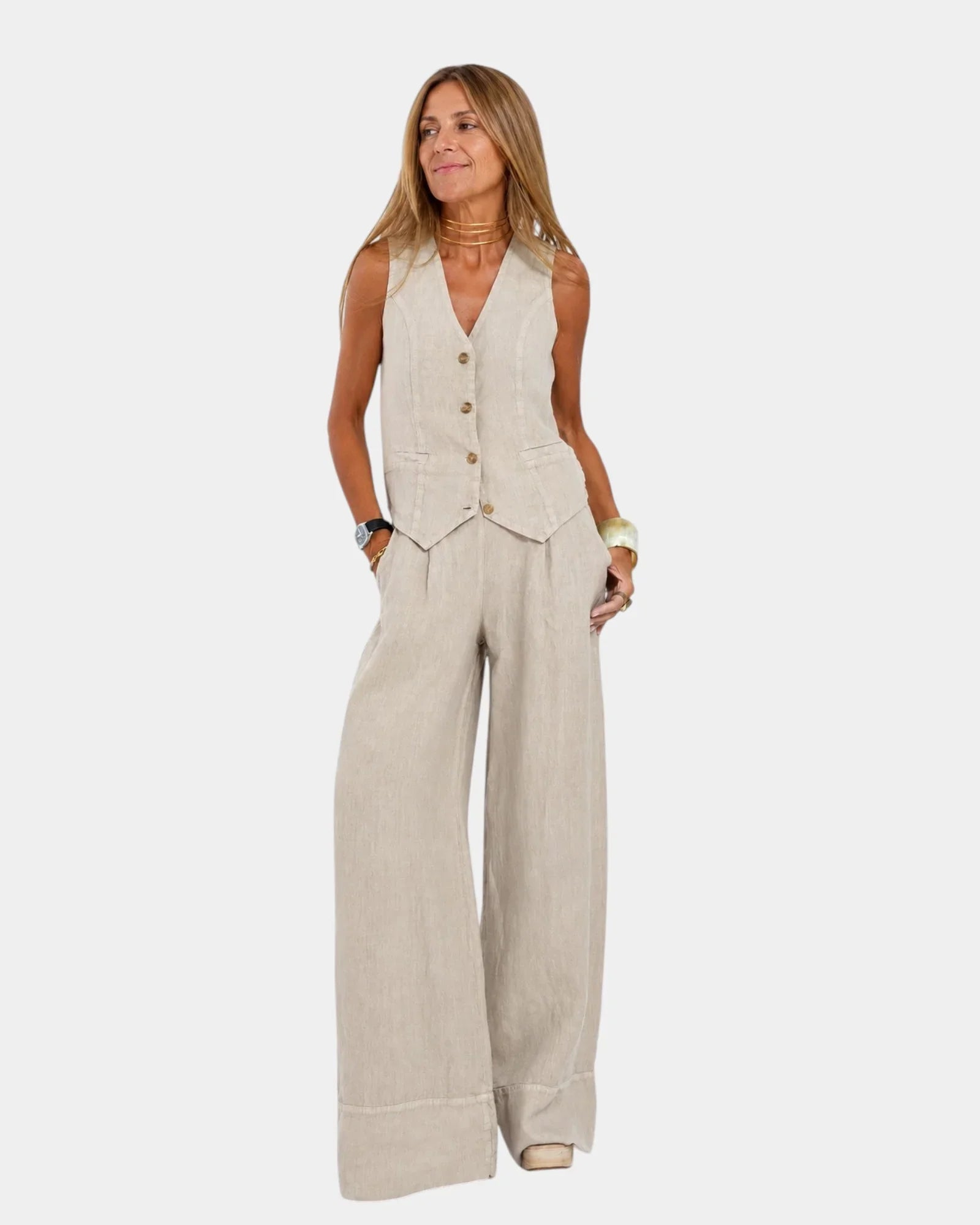 Assia | Sleeveless vest and trousers set