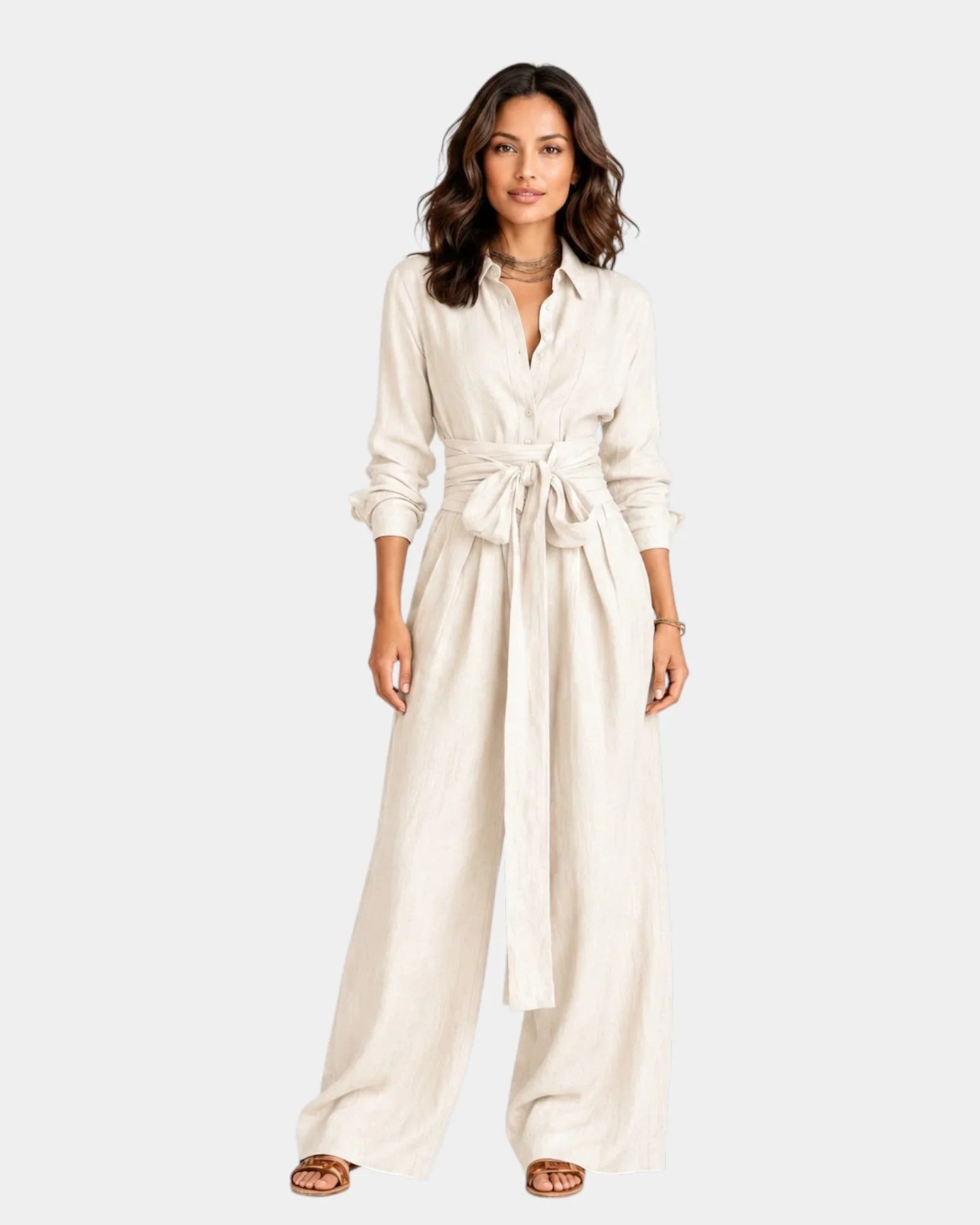 Cybèle | Elegant Long-Sleeved Jumpsuit with Belt