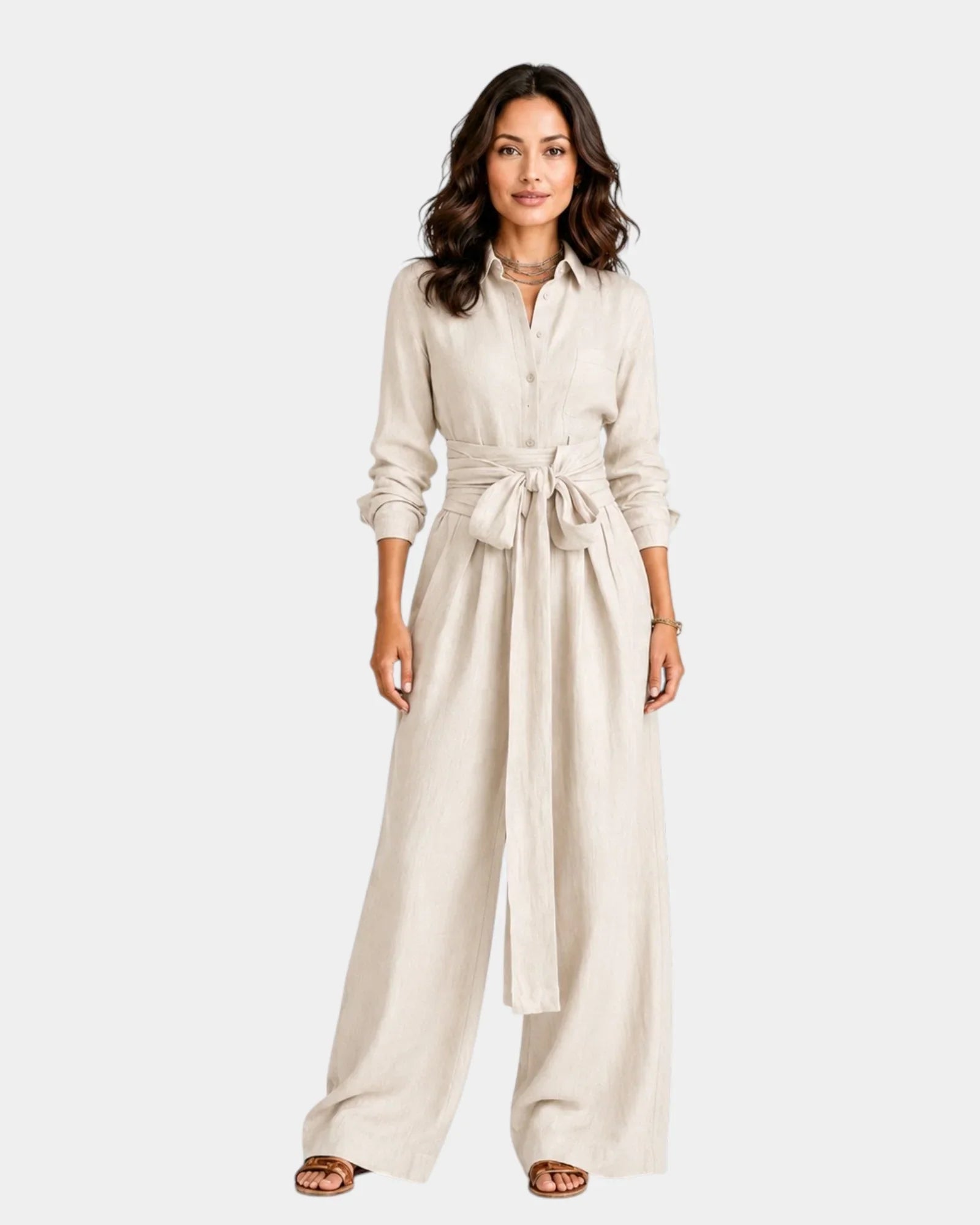 Cybèle | Elegant Long-Sleeved Jumpsuit with Belt