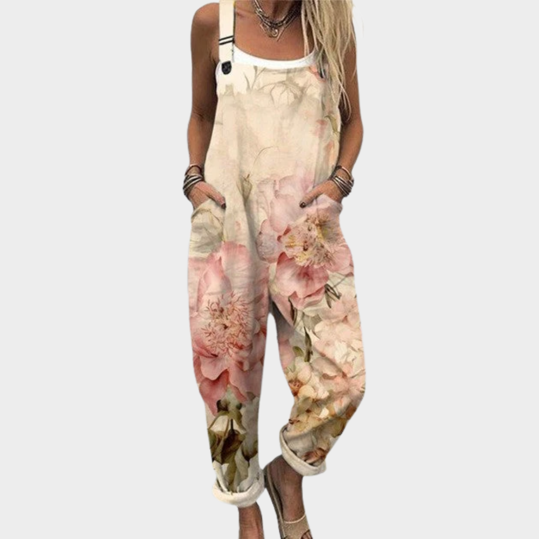 Elise | Bright Pastel Bohemian Floral Jumpsuit