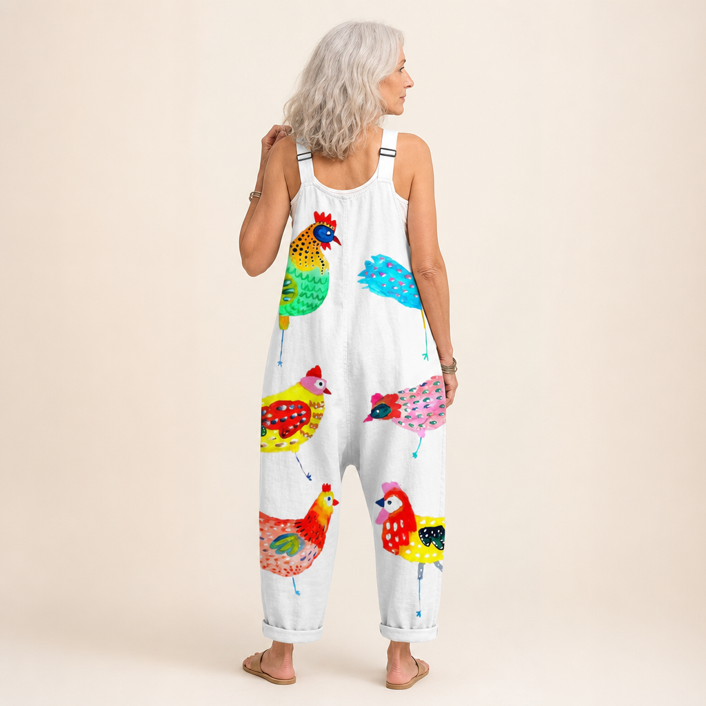 Rosalie | Vibrant Artistic Bird-Print Jumpsuit