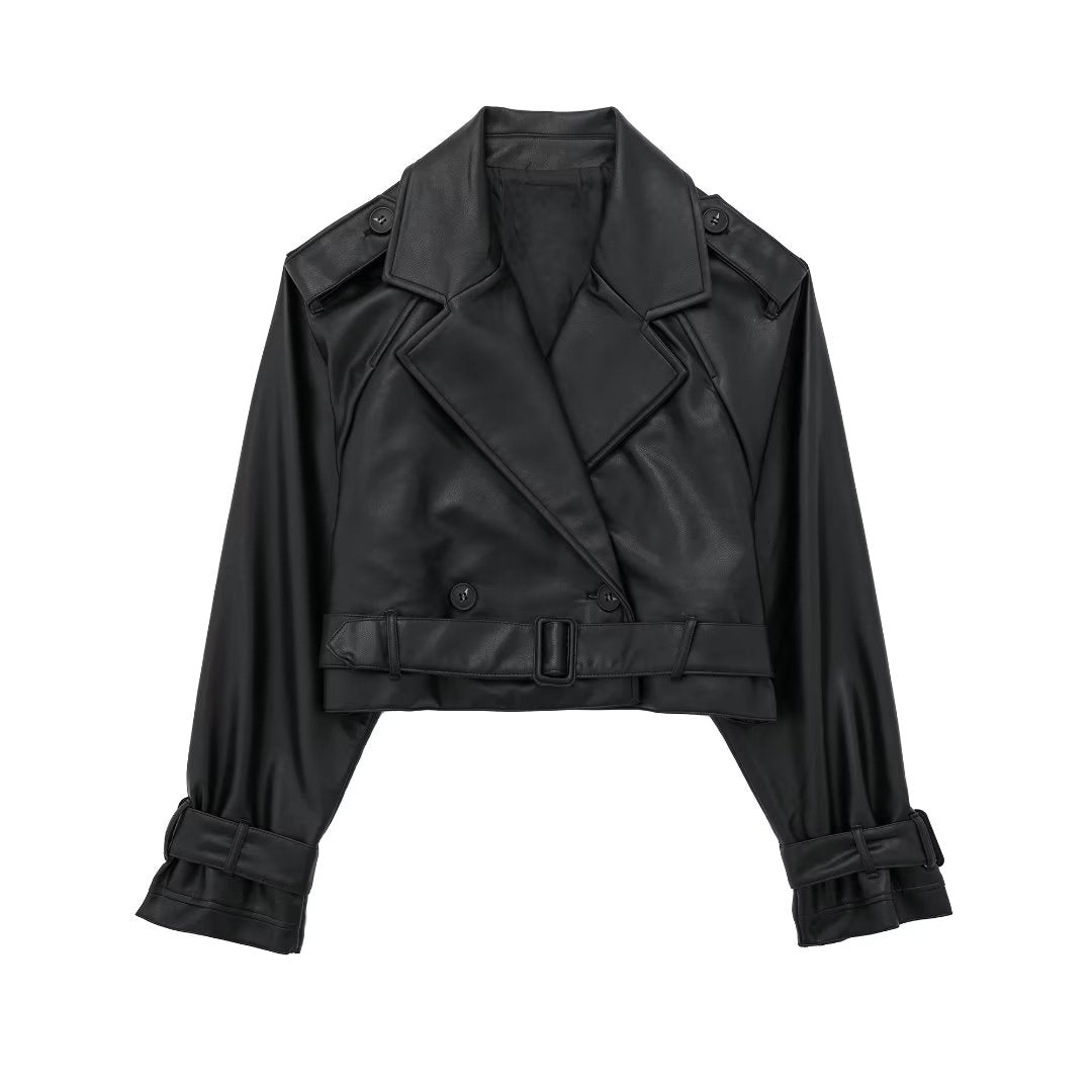Aigline | Veste trench courte en faux cuir