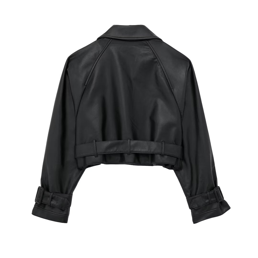Aigline | Veste trench courte en faux cuir