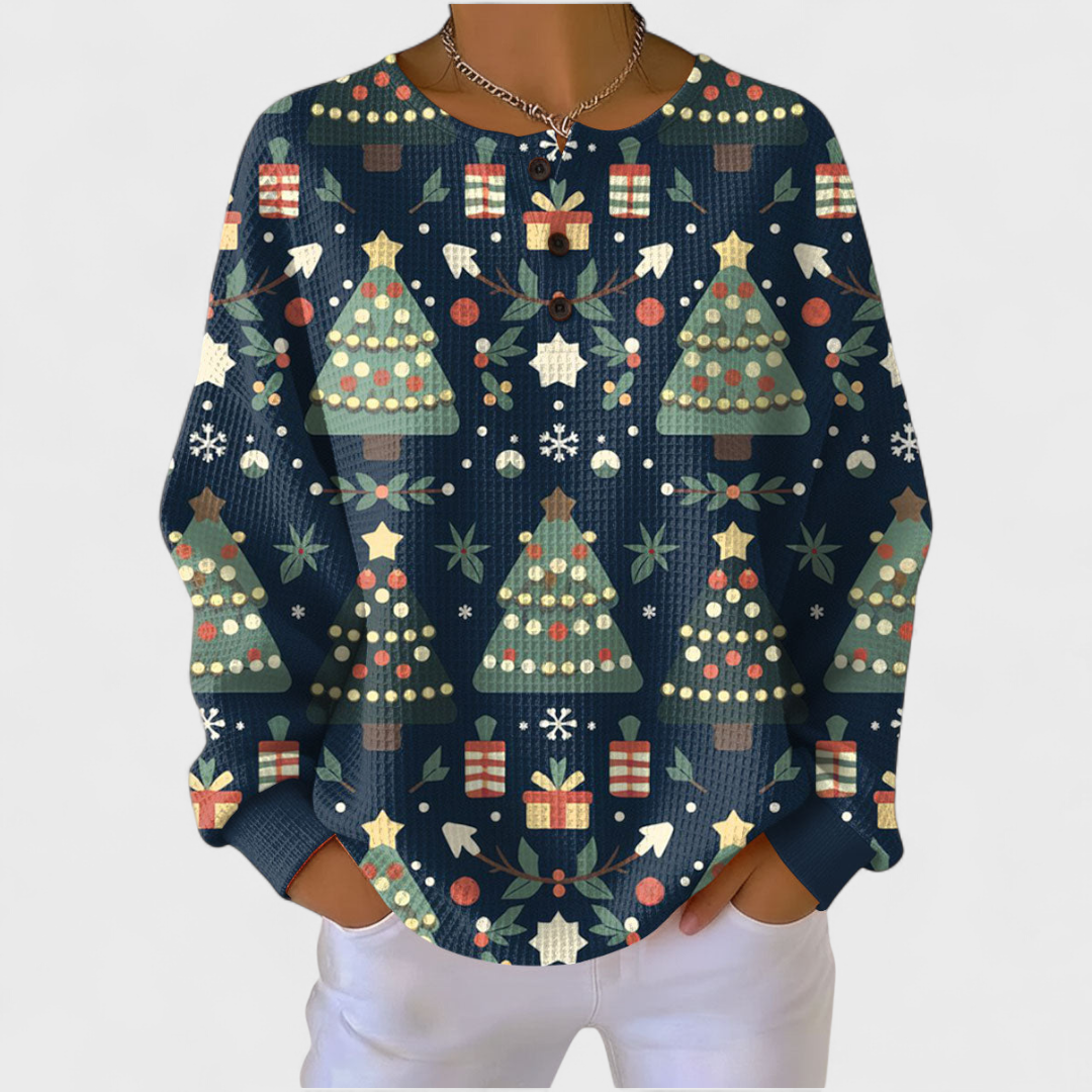 Fanny | Dark Blue Christmas Tree Jumper