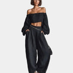 Cíntia | Off-the-shoulder set with wide-leg trousers