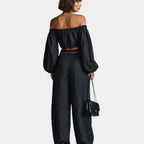 Cíntia | Off-the-shoulder set with wide-leg trousers