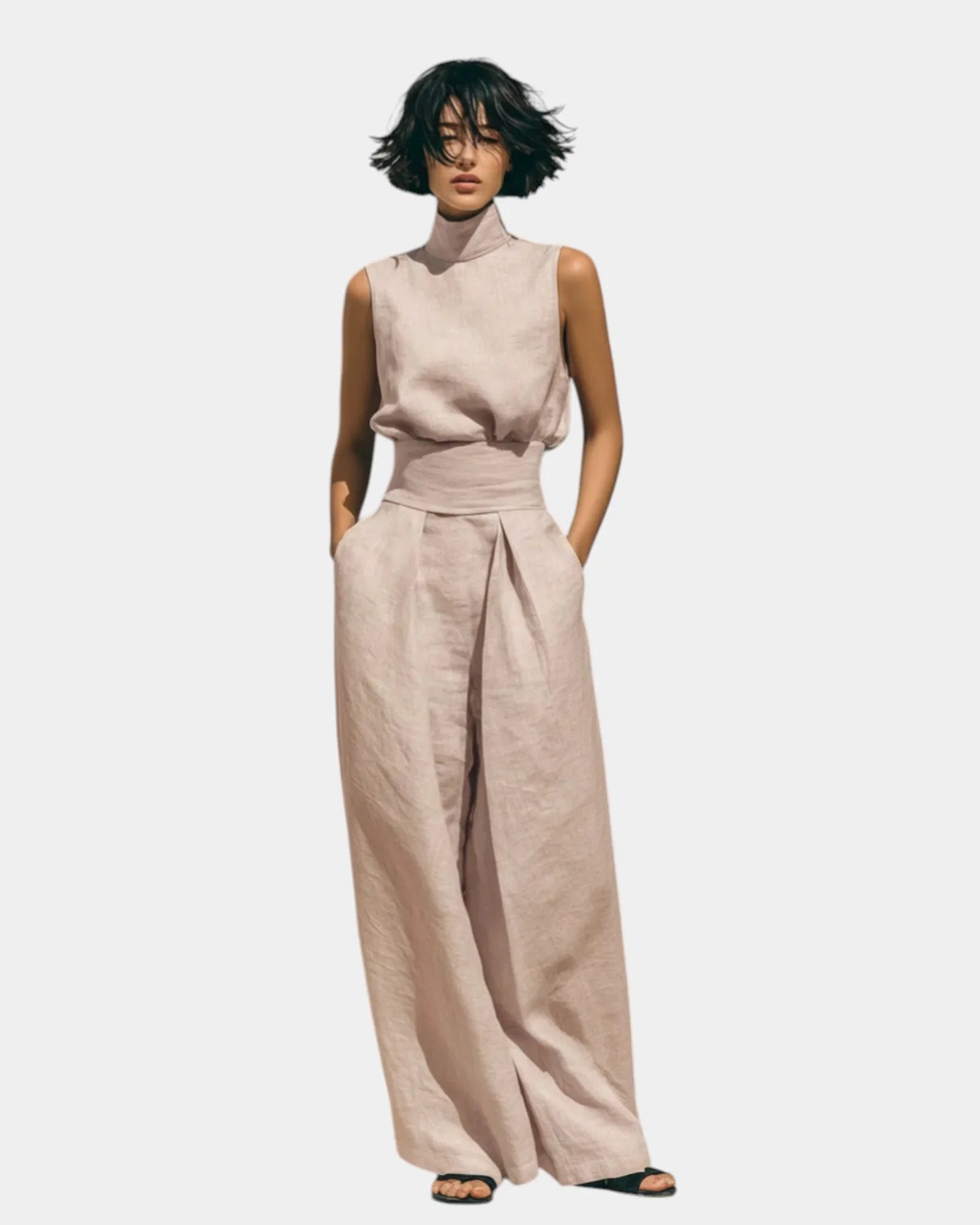 Falyne | Minimalist Tank Top and Wide Leg Trousers Set