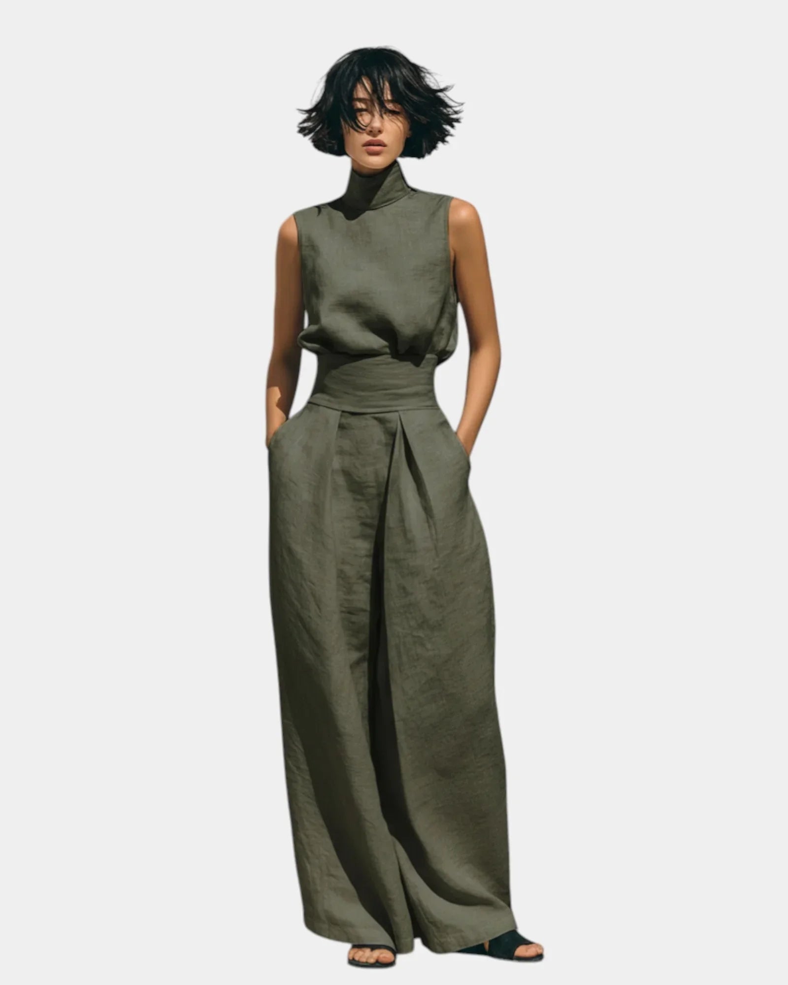 Falyne | Minimalist Tank Top and Wide Leg Trousers Set