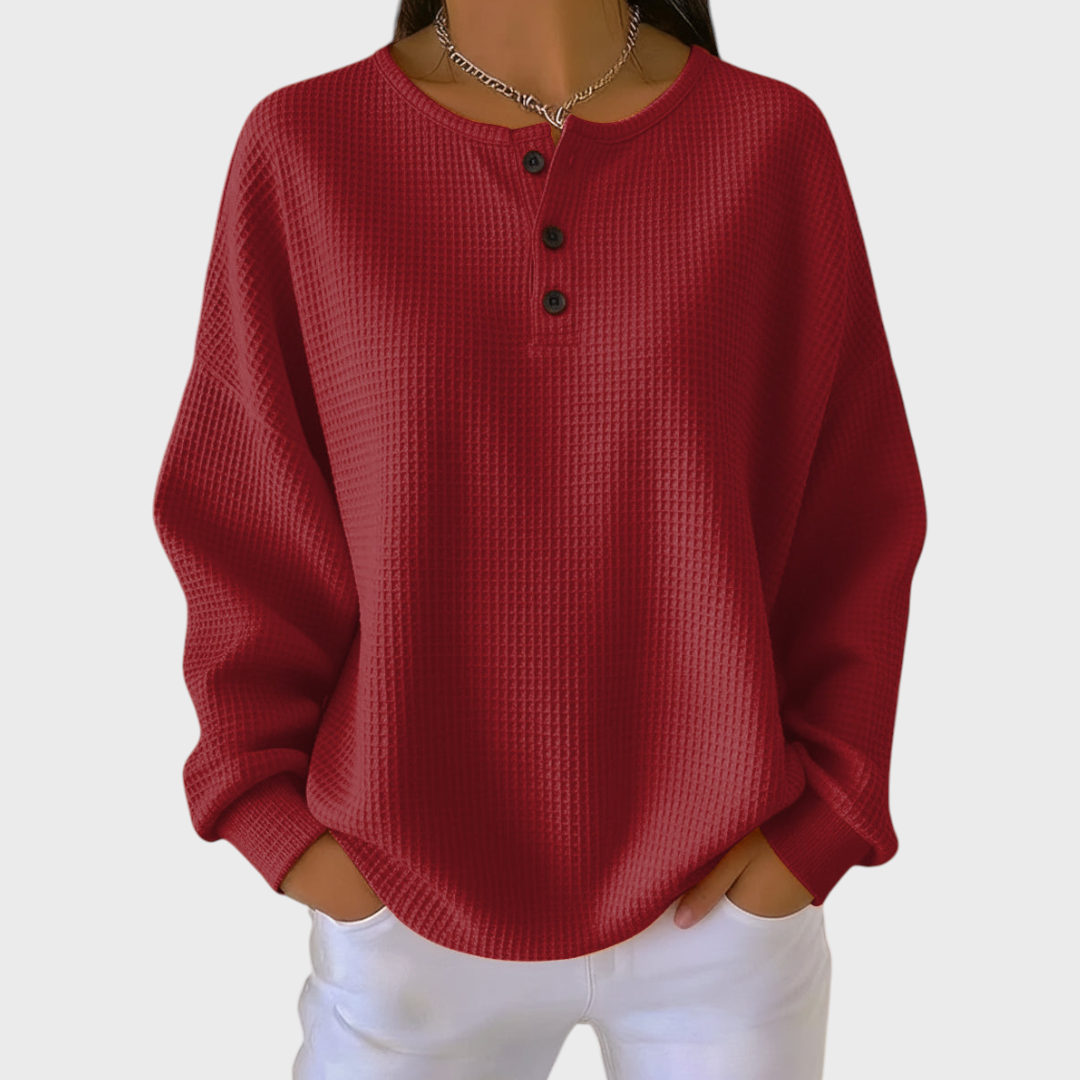 Hélène | Soft Orange Waffle-Knit Jumper