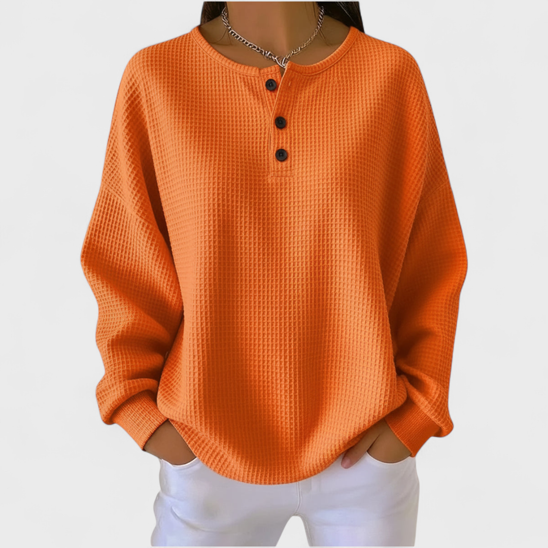 Hélène | Soft Orange Waffle-Knit Jumper