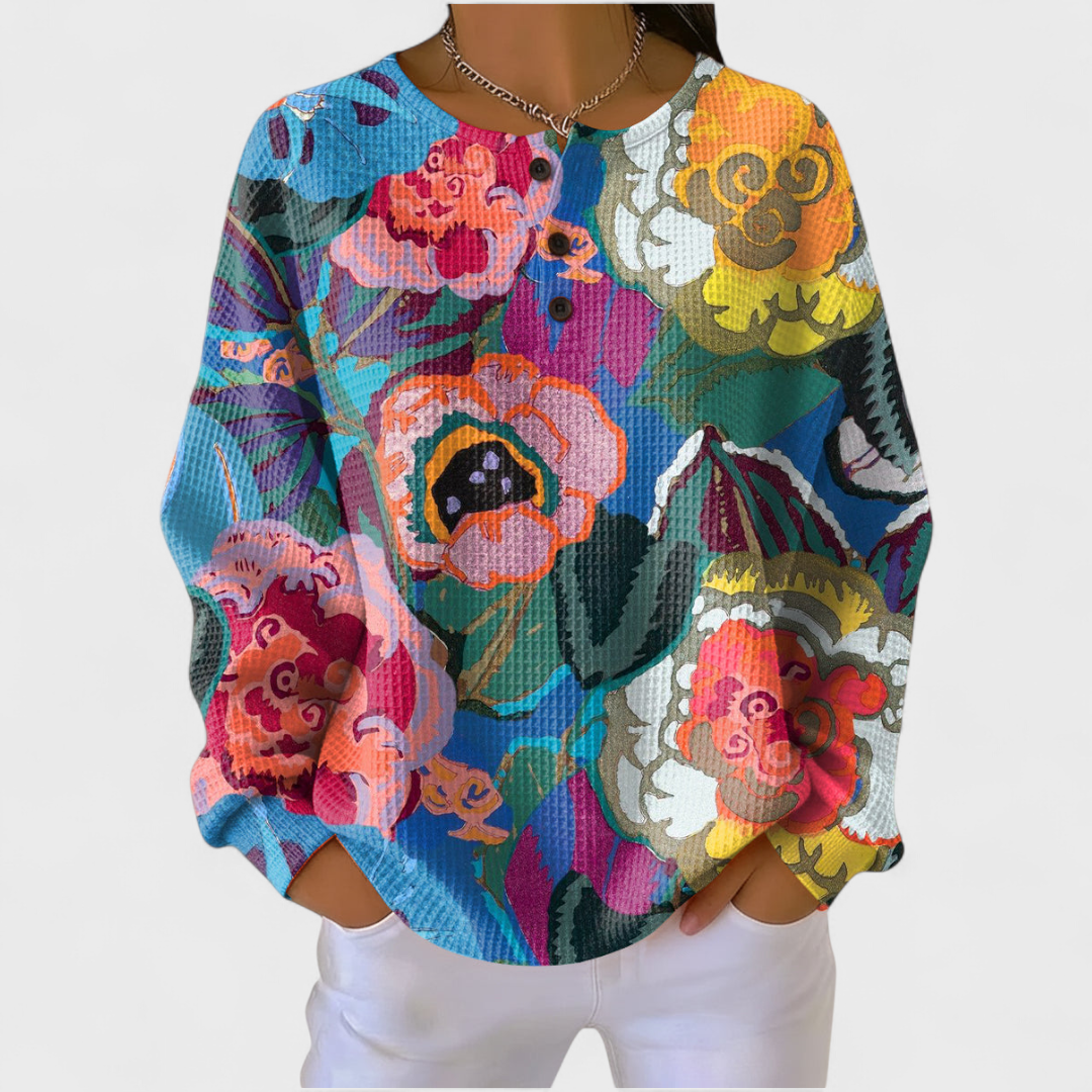 Ida | Colourful Large-Floral Jumper