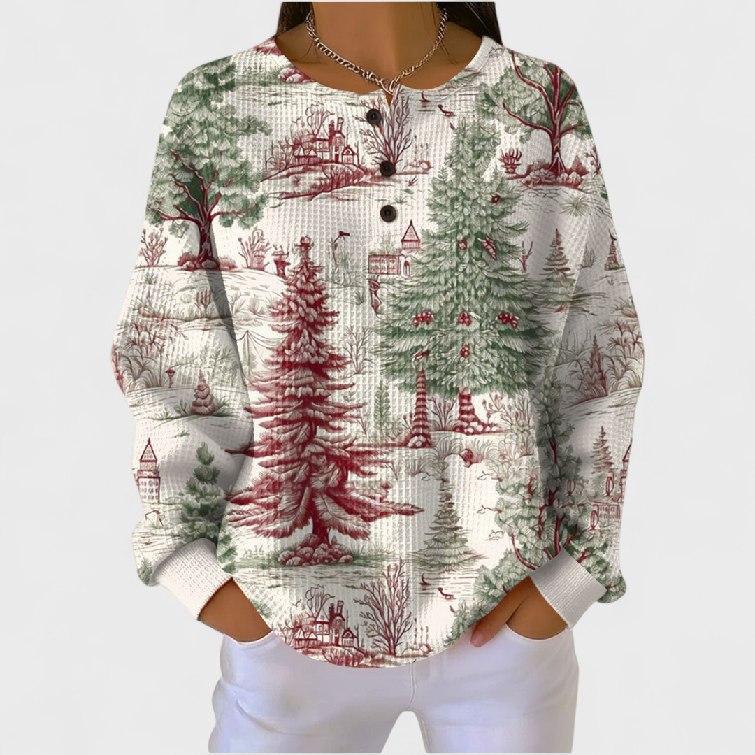 Louna | Cream Winter Forest Jumper