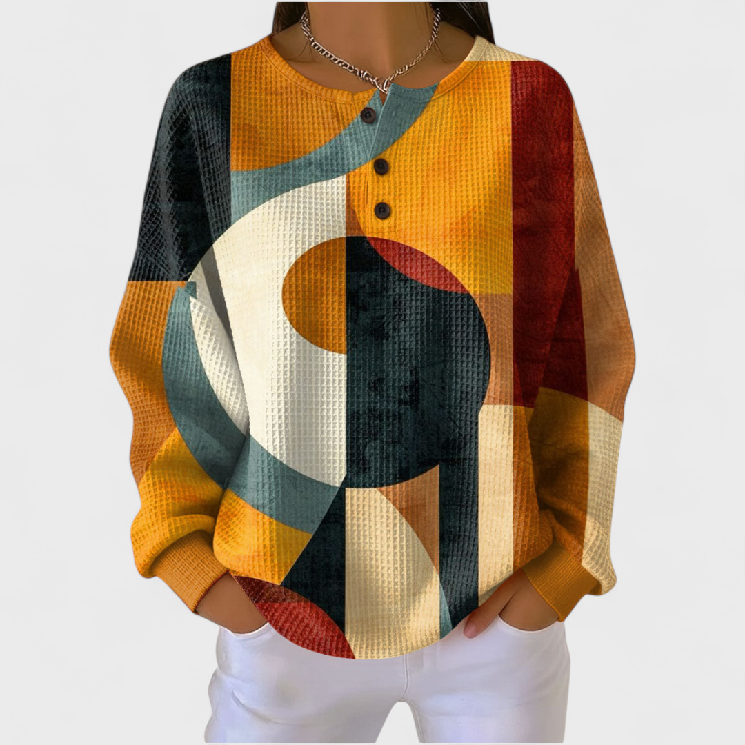 Léa | Retro Geometric-Pattern Jumper