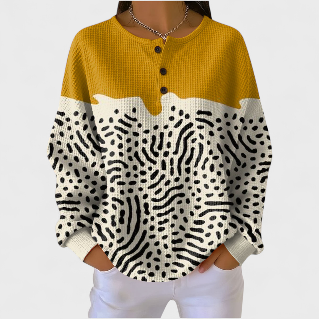 Liv | Yellow and White Animal-Print Jumper