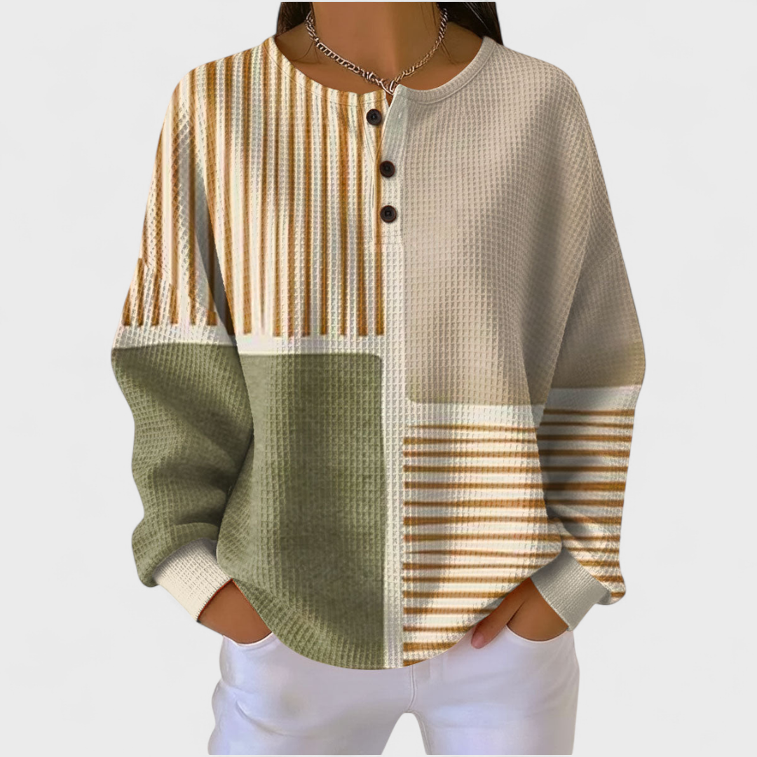 Luna | Beige Striped Patchwork Jumper
