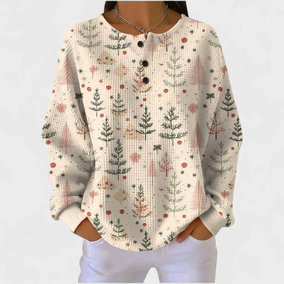 Mathilde | Cream Jumper with Delicate Tree Motif