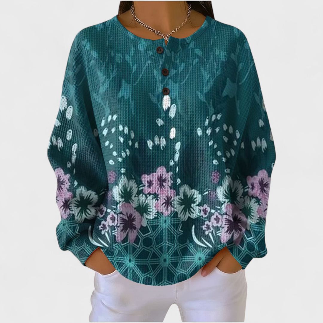 Nora | Teal Floral Jumper