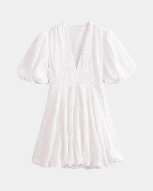 Anastasie | Embroidered Mini Dress with Ruffled Sleeves