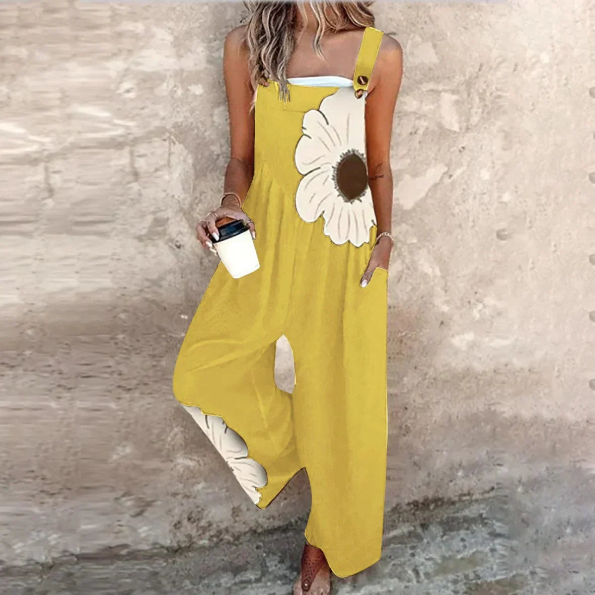 Amandine | Elegant Contrast Bohemian Floral Jumpsuit