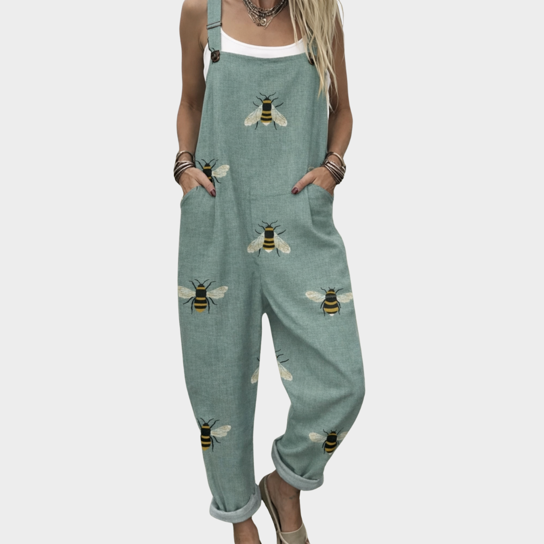 Solène | Fresh Nature-Inspired Bee-Print Jumpsuit