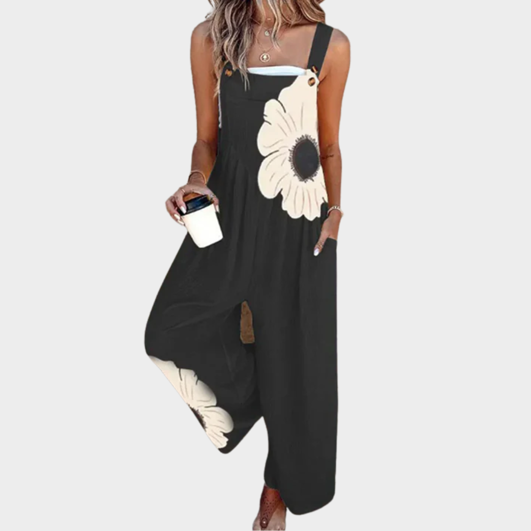 Amandine | Elegant Contrast Bohemian Floral Jumpsuit