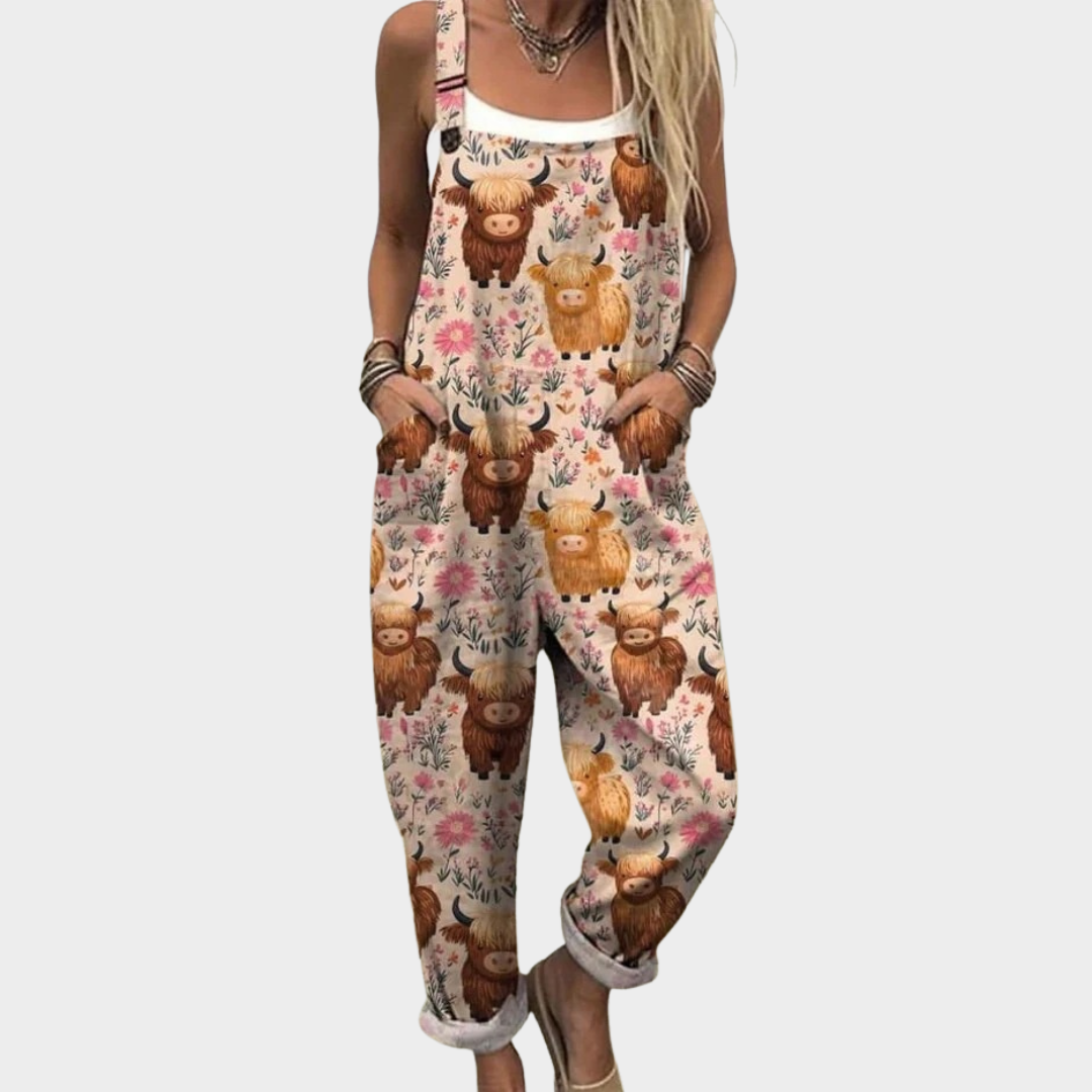 Bérénice | Soft Bohemian Country-Print Jumpsuit
