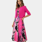 Stacy | Printed Flowy Midi Dress with Matching Jacket