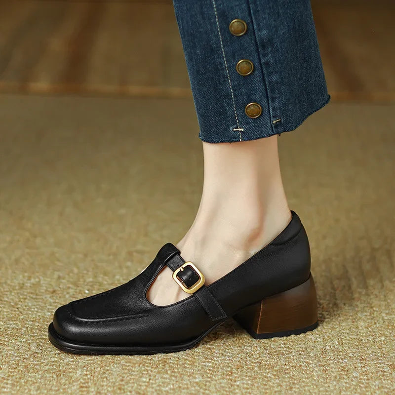 Delia | Women's Square-Toe T-Bar Mary Jane Shoes