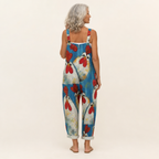 Marie | Vibrant Bohemian Poppy-Print Jumpsuit