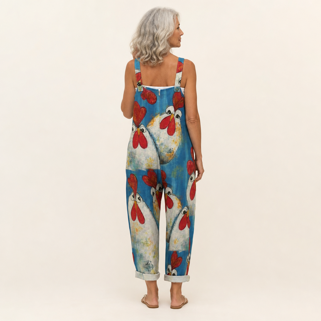 Marie | Vibrant Bohemian Poppy-Print Jumpsuit