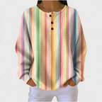 Sara | Colourful Striped Jumper with Button Placket