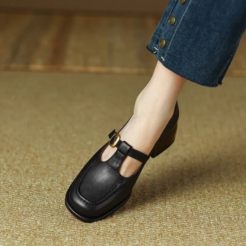 Delia | Women's Square-Toe T-Bar Mary Jane Shoes