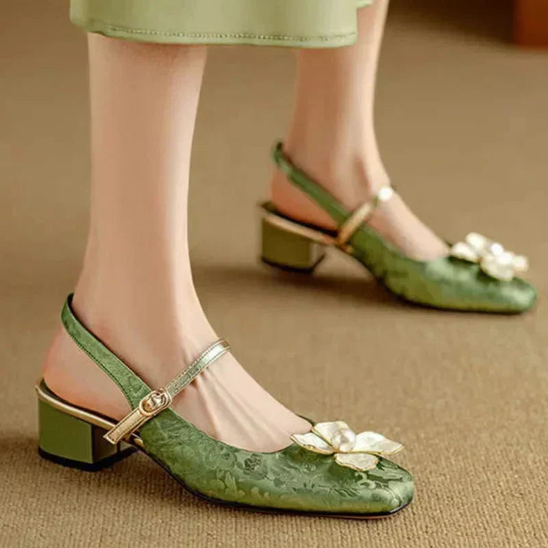 Genine | Women's Block-Heel Slingback Court Shoes