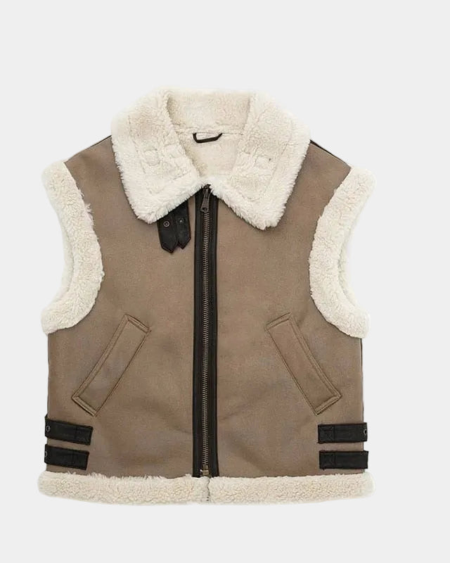 Adalsinde | Gilet sans manches effet peau lainée pour femme