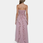 Feodora I Lavender Asymmetrical Maxi Dress with Ruffles