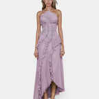 Feodora I Lavender Asymmetrical Maxi Dress with Ruffles